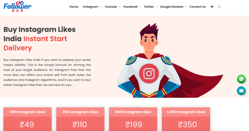 With FollowerBar you can buy genuine Instagram likes from Indian audience.