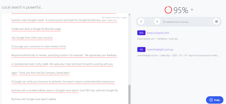 Quetext direct plagiarism checker.
