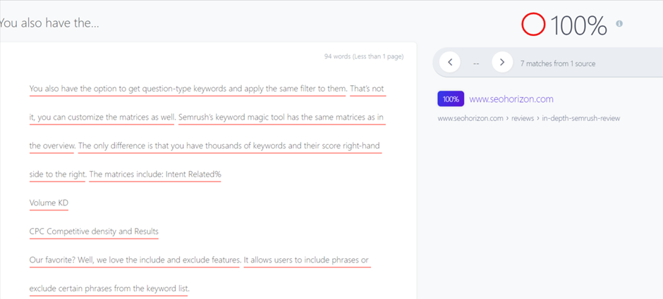 Quetext self plagiarism checker.