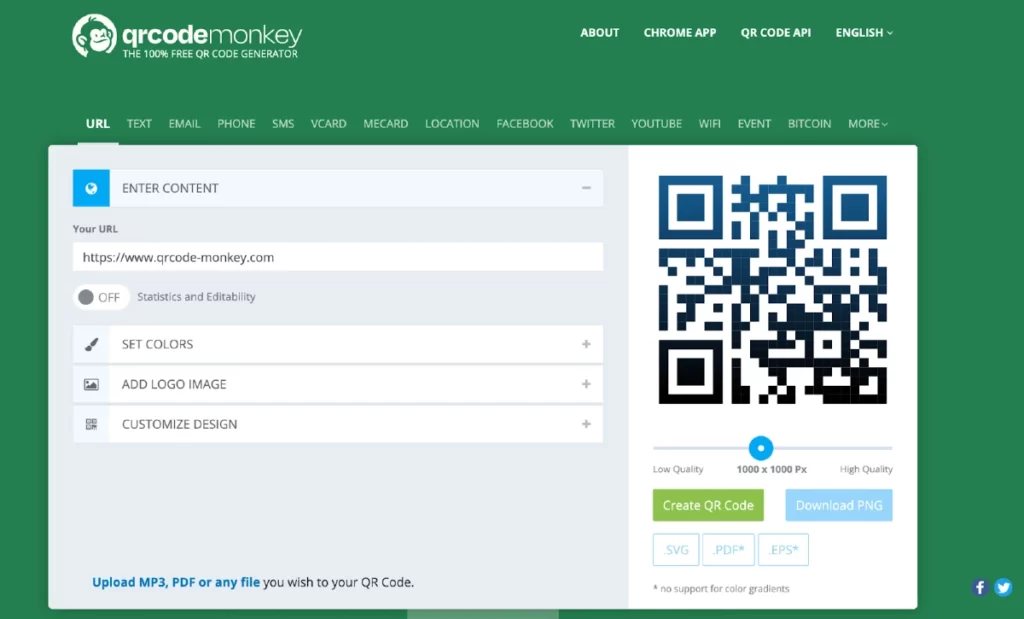QR Code Monkey - A QR Code Maker with free vector formats for best print quality.
