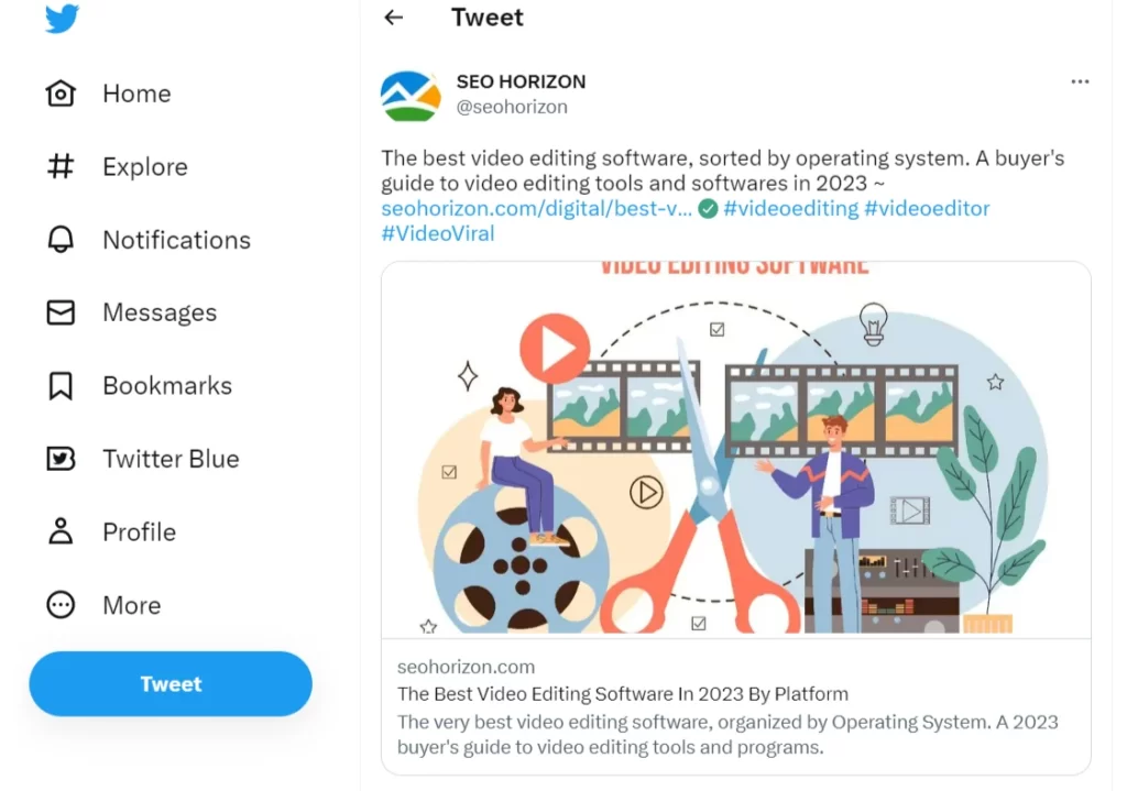 Twitter card example of best video editing software.
